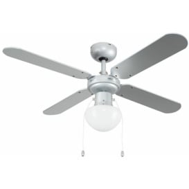 42' 4 Blade Ceiling Fan Grey Metal Frosted Glass Light Shades - Add LED Bulb