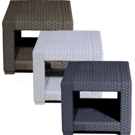Square Rattan Effect Coffee Side Table - Outdoor Garden Patio Furniture - Grey