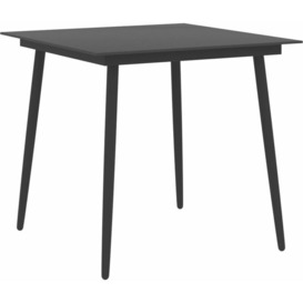 Garden Dining Table Black 80x80x74 cm Steel and Glass - Black - Vidaxl