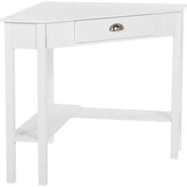 Beliani - Minimalist Corner Desk 80 x 70 cm One Drawer Two Shelves White Lacey - White