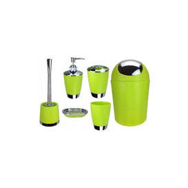 Lot of bathroom accessories, pp - 6 rooms: Trash, WC brush, soap dispenser, toothbrush holder, cup, soap door - green