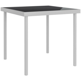Outdoor Dining Table Light Grey 80x80x72 cm Glass and Steel - Grey - Vidaxl