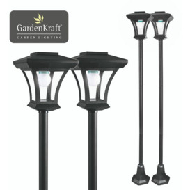 19509 2PK LED Lamp Post / Adjustable Height 1.6m Max / Elegant Garden Ornament / Outdoor Solar Powered Light Feature / Traditional Victorian Style /