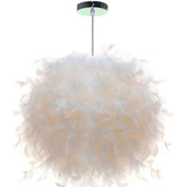 Feather Pendant Light White Modern Chandelier Lampshade 30cm for Living Rooms Children's Rooms