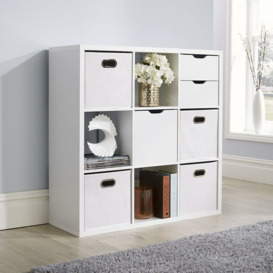 Deluxe Chunky Storage Cube 9 Shelf Bookcase Wooden Display Unit Organiser White