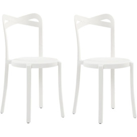 Beliani - Modern Set of 2 Garden Dining Chairs Lightweight Plastic White Resistant Camogli - White