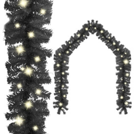 Christmas Garland with LED Lights 10 m Black - Black - Vidaxl