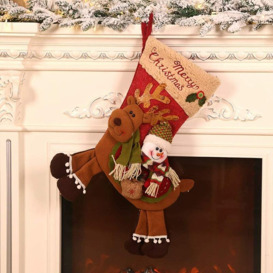 2Pack Large Christmas Stocking,22.5 inches Xmas Character 3D Plush with Faux Fur Cuff Christmas