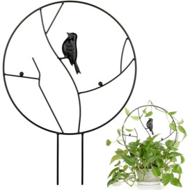 Garden Trellis for Climbing Plants, Vintage Stake with Round Rustproof Metal Bird for Potted Pl