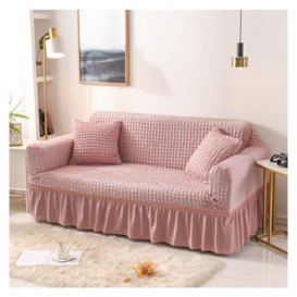 Stretch Sofa Cover Protective 3D Bubble Lattice Cover Stylish High Stretch Sofa Cover Durable Sofa Cover Furniture Protector 2- Seat 145-185cm Pink