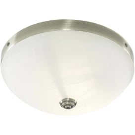 Searchlight Windsor - 2 Light Flush Ceiling Light Antique Brass with Marble Glass, E14