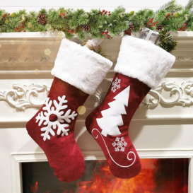Perle Raregb - 2Pcs Christmas Stockings,18 inches Christmas Stockings, Burlap with Large Plush Cuff Stockings, for Family Holiday Xmas Party