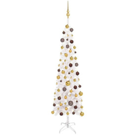 Vidaxl - Slim Christmas Tree with LEDs&Ball Set White 180 cm