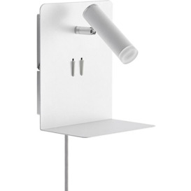 Lucande - Zavi led wall spotlight, shelf, usb, white - white, chrome