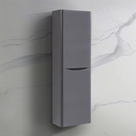 NRG - Tall Cupboard Storage Cabinet Bathroom Furniture - Left Hand 1400mm Gloss Grey