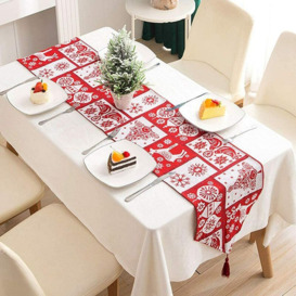Perle Raregb - Christmas Tablecloth, Christmas Table Runner, Cotton Linen Christmas Table Runner, Classic Table Linen for Dining Room, Party,