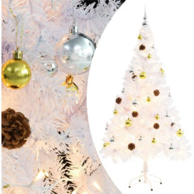 Zqyrlar - Artificial Christmas Tree with Baubles and LEDs White 150 cm