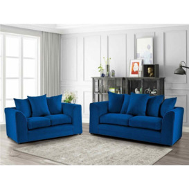 Mirana Modern Plush Velvet 3 Plus 2 Sofa Set - Blue - Blue