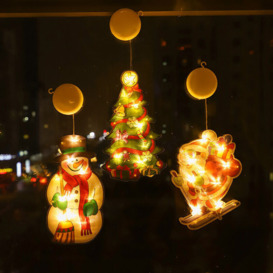 Christmas Lights Window Stickers Hanging Lights Christmas Decoration Lights Store Showcase led Suction Cup Lights Small Lanterns (c, 3pcs)