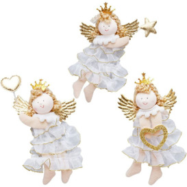 3 Pcs,Christmas Tree Cute Cartoon Angel Girl Decoration, Love Star Wings Ornament,3.9*5.1 inch