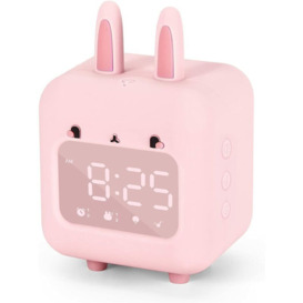Kids Alarm Clock, Digital Alarm Clock for Kids, Cute Bunny Alarm Clock for Girls, White Noise Alarm Clock, Night Light with USB Children's Alarm