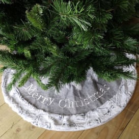 Festive - Grey Fur Christmas Tree Skirt Tree Carpet