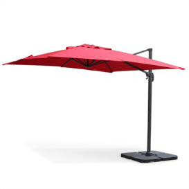 Falgos: Square cantilever parasol, 3x3m, red - Red