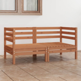 Garden 2-Seater Sofa Honey Brown Solid Pinewood - Brown - Vidaxl