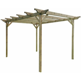 Ovolo Wooden Garden Pergola Kit, 2.4m x 4.2m , (4 uprights) Rustic Brown