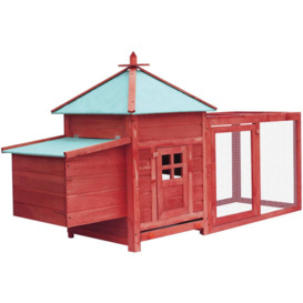 Lifcausal - Chicken Coop with Nest Box Red 193x68x104 cm Solid Firwood