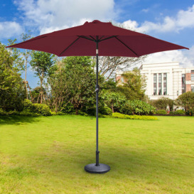 Round Garden Parasol Patio Umbrella Crank Tilt with Parasol Round Base Weight 2.5m Wine Red