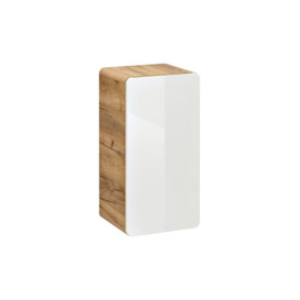 Impact Furniture - White Gloss Oak Bathroom Wall Mounted Small Storage Unit 1 Door Cabinet Arub - Oak Wotan / White Gloss