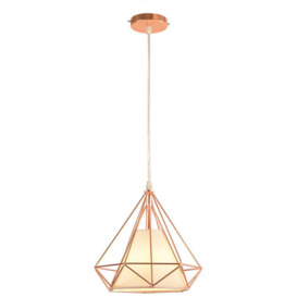 Pendant Light Fixtting, Industrial Metal Diamond Chandelier, Hanging Ceiling Lamp with Cage Lampshade E27 for Bedroom Living Room for Kitchen Island