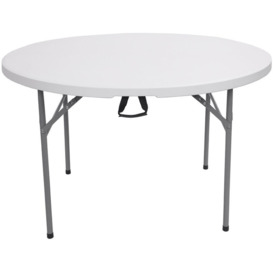 Folding Camping Table, 48inch Portable Round Table for Outdoor Garden Patio Picnic (White)