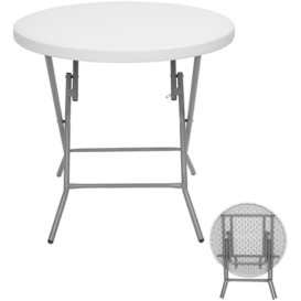 Axhup - Folding Dining Table, 32inch Round Bar Table for Indoor Outdoor Garden Patio (White)