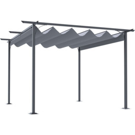 3.5x3.5m Pergola Metal Gazebo Backyard Porch Awning Retractable Canopy - Outsunny
