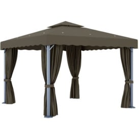 Gazebo with Curtain 3x3 m Taupe Aluminium FF3068557_UK - Topdeal