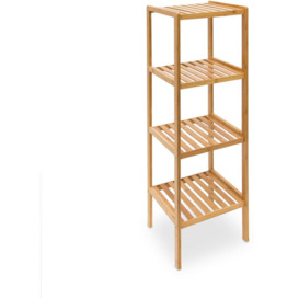 Relaxdays - Bamboo Bathroom Shelf Size: 110 x 33 x 33 cm Chic Rack w/ 4 Shelves made of Natural Wood, Standing Shelf as Kitchen Rack or Wooden Stand