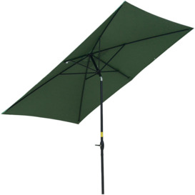 2 x 3(m) Garden Parasol Rectangular Market Umbrella Green - Outsunny
