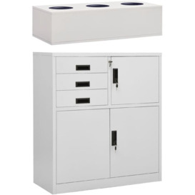 Office Cabinet with Planter Box Steel Light Grey 90x40x125 cm Vidaxl Grey
