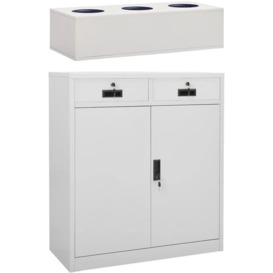 Office Cabinet with Planter Box Steel Light Grey 90x40x125 cm Vidaxl Grey