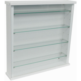 EXHIBIT - Wood 4 Shelf Glass Wall Display Cabinet - White - White