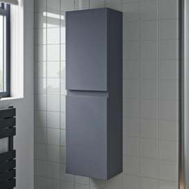 1200mm Grey Gloss Tall Bathroom Wall Hung Storage Cabinet Cupboard Soft Close - Grey