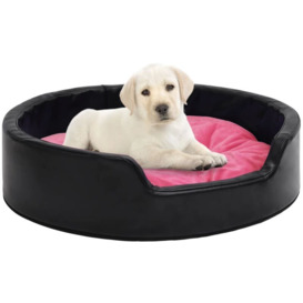 Dog Bed Black and Pink 79x70x19 cm Plush and Faux Leather - Black - Vidaxl
