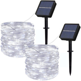 Soekavia - Solar Lights Outdoor Waterproof, 2 Packs 12M 100LEDs String Lights, Garden Lights with 8 Modes Fairy Lights Indoor/Outdoor for Bedroom,