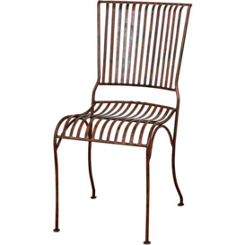 Wrought iron outdoor dining chair antique red finish