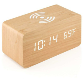 Multifunctional wireless charging led digital alarm clock can be voice controlled, suitable for children's room, bedroom