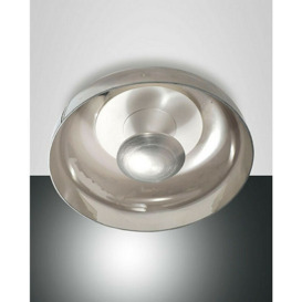 Fabas Luce Vintage Integrated LED Semi Flush Light Transparent Grey Glass