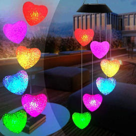 1PCS Solar Powered Color Changing Spiral led Lights for Garden Romantic Outdoor Decor for Patio, Yard with Hook (Heart)