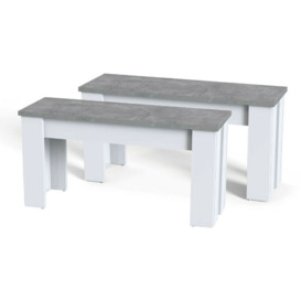 Set of 2 Kitchen Dining Benchs Indoor Benches Dining Room Furniture in Grey - grey+white
